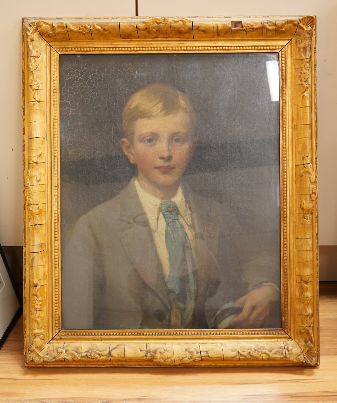 Talbot Tucker?, Portrait of a schoolboy, oil on canvas, 57 x 46cm, ornate gilt frame